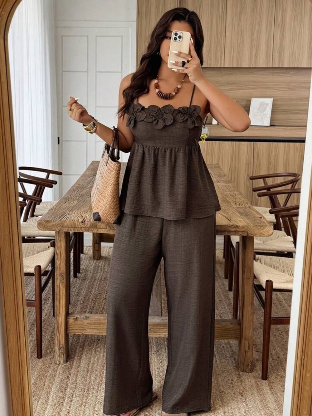 Weeklong Plus Size Women Spring/Summer Sleeveless Waist Cinched Floral Decor Set